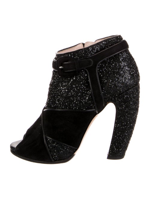 Miu Miu Glitter Lace Trim Embellishment Boots
