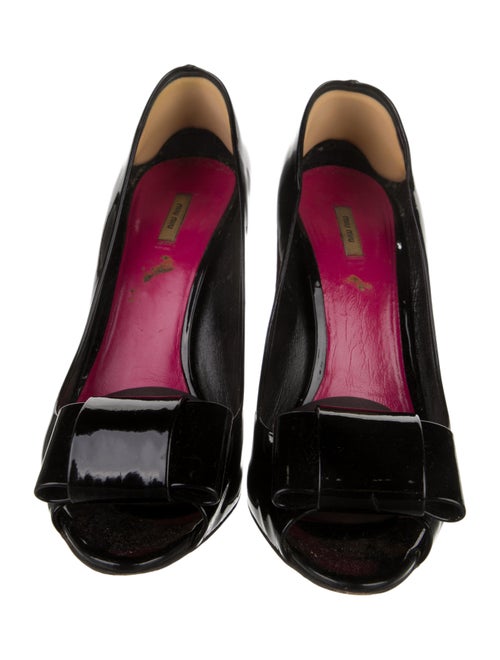 Miu Miu Patent Leather Bow Accents Pumps
