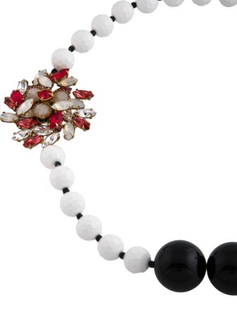 Miu Miu Crystal, Faux Pearl & Resin Beaded Station Necklace