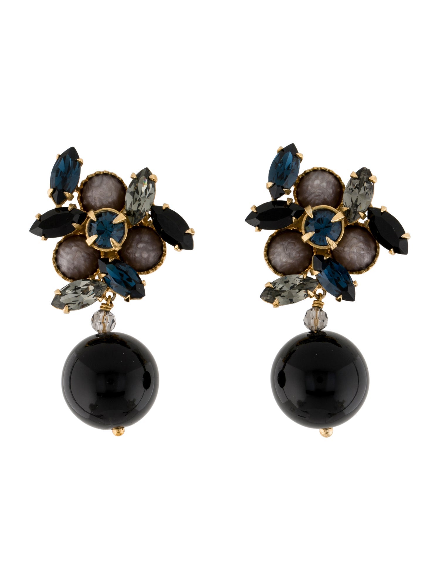 Miu Miu Crystal, Bead & Resin Clip-On Drop Earrings