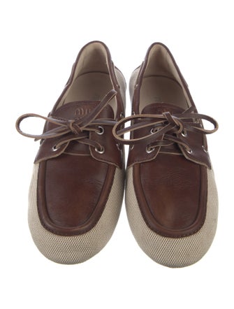 Miu Miu Canvas Bow Accents Loafers
