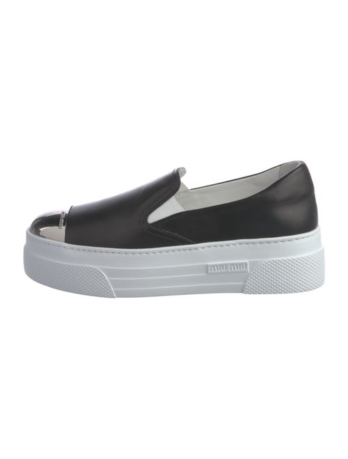 Miu Miu Leather Crystal Embellishments Loafers