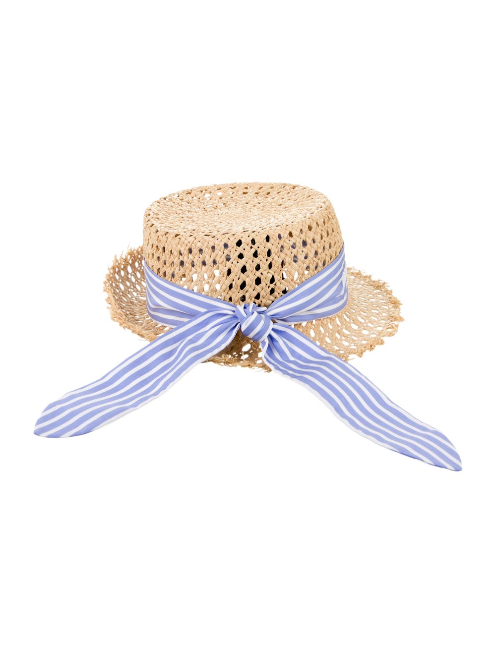 Neutral and Blue Miu Miu Straw Hat With Pattern P… - image 2