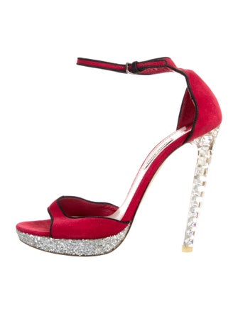 Miu Miu Suede Crystal Embellishments Sandals