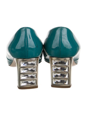 Miu Miu Patent Leather Crystal Embellishments Pumps
