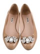 Miu Miu Patent Leather Bow Accents Ballet Flats