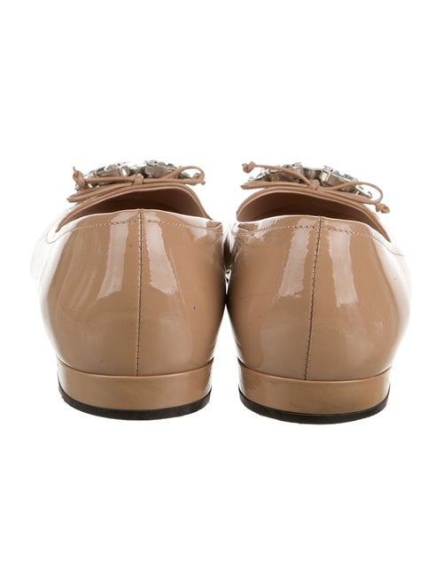 Miu Miu Patent Leather Bow Accents Ballet Flats