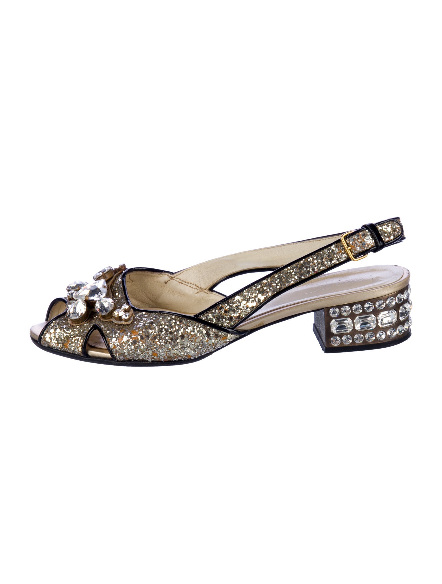 Miu Miu Late 2000's - Early 2010's Glitter Slingback Sandals
