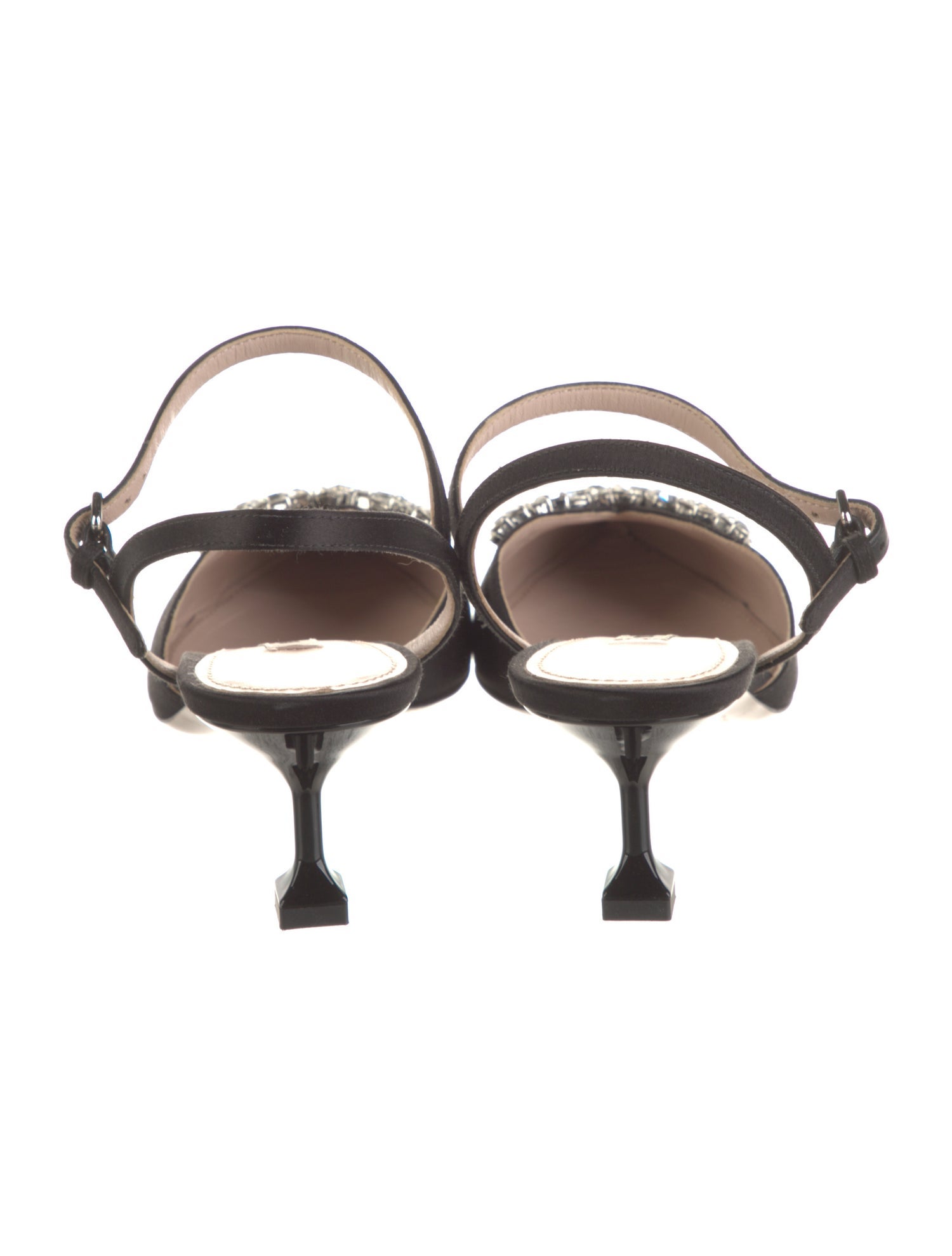 Miu Miu Satin Crystal Embellishments Slingback Pumps