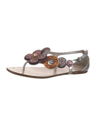 Miu Miu Leather Glitter Accents Slides