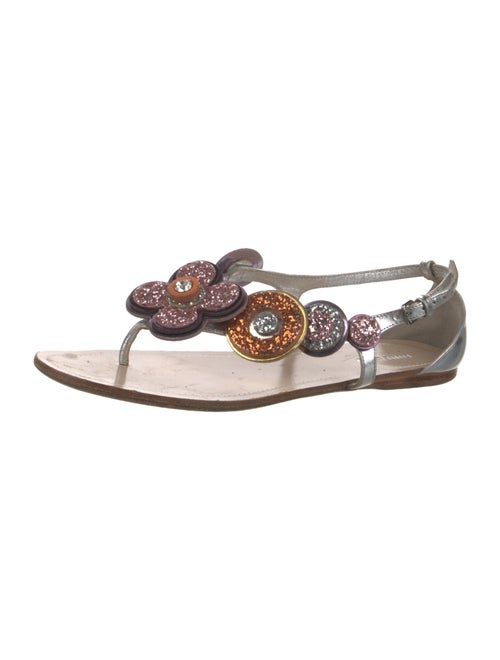 Miu Miu Leather Glitter Accents Slides