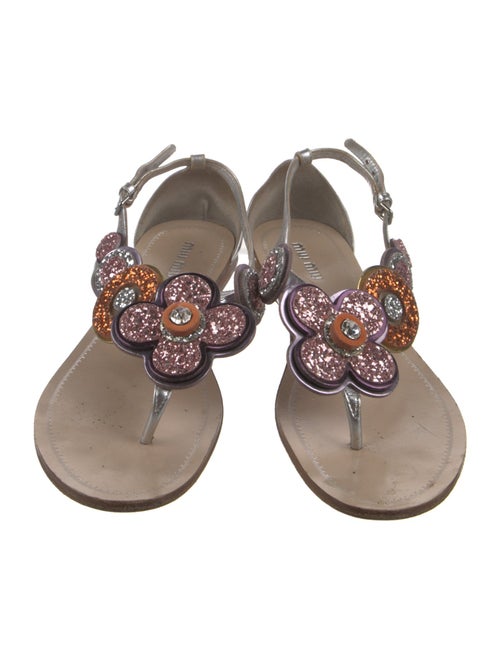 Miu Miu Leather Glitter Accents Slides