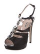 Miu Miu Satin Crystal Embellishments T-Strap Pumps