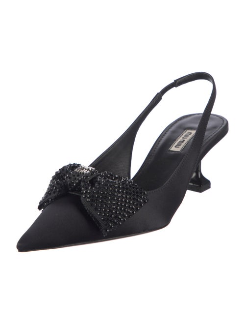 Miu Miu Satin Bow Accents Slingback Pumps