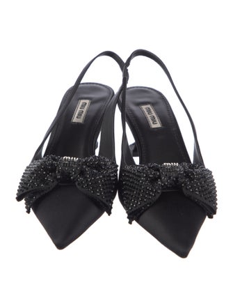 Miu Miu Satin Bow Accents Slingback Pumps