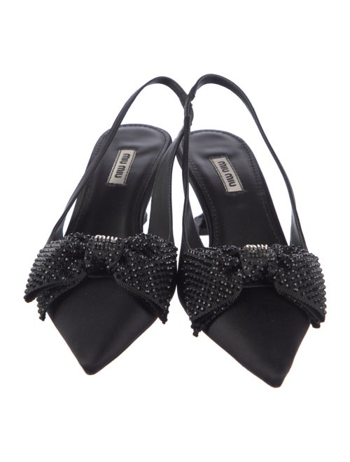 Miu Miu Satin Bow Accents Slingback Pumps