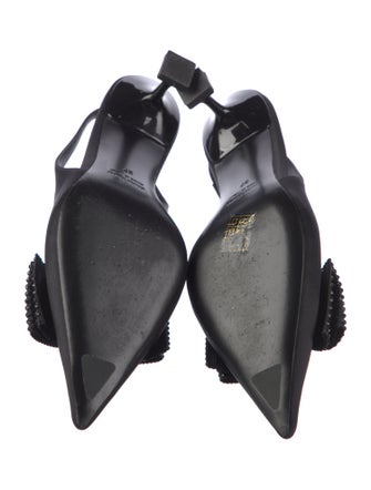 Miu Miu Satin Bow Accents Slingback Pumps