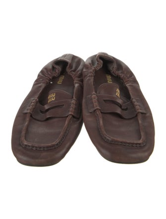 Miu Miu Leather Ruffle Embellishment Ballet Flats