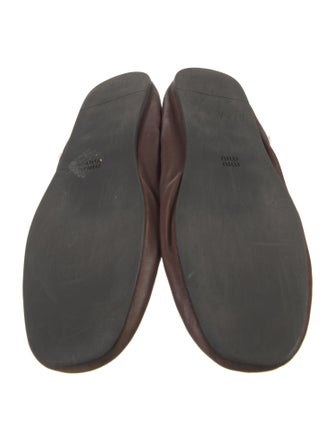 Miu Miu Leather Ruffle Embellishment Ballet Flats