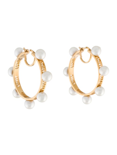 Miu Miu Faux Pearl Hoop Earrings