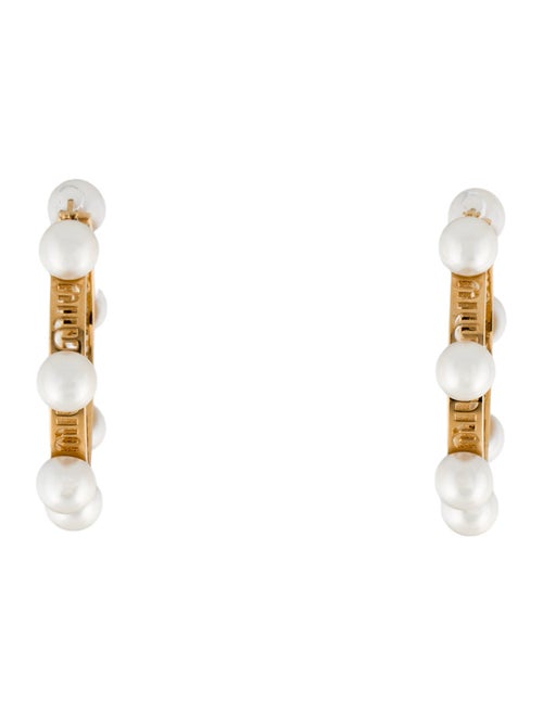 Miu Miu Faux Pearl Hoop Earrings