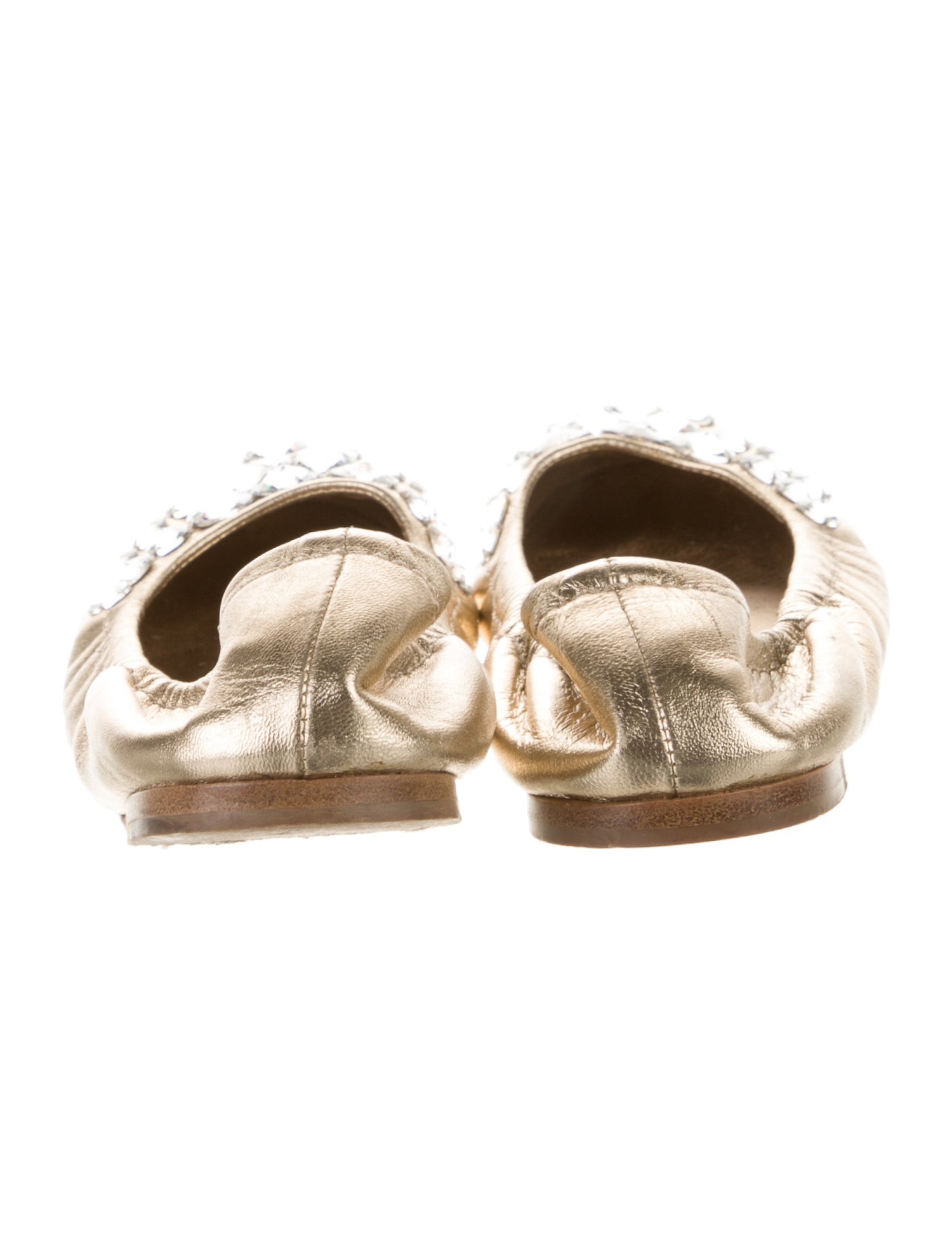 Miu Miu Leather Bow Accents Ballet Flats