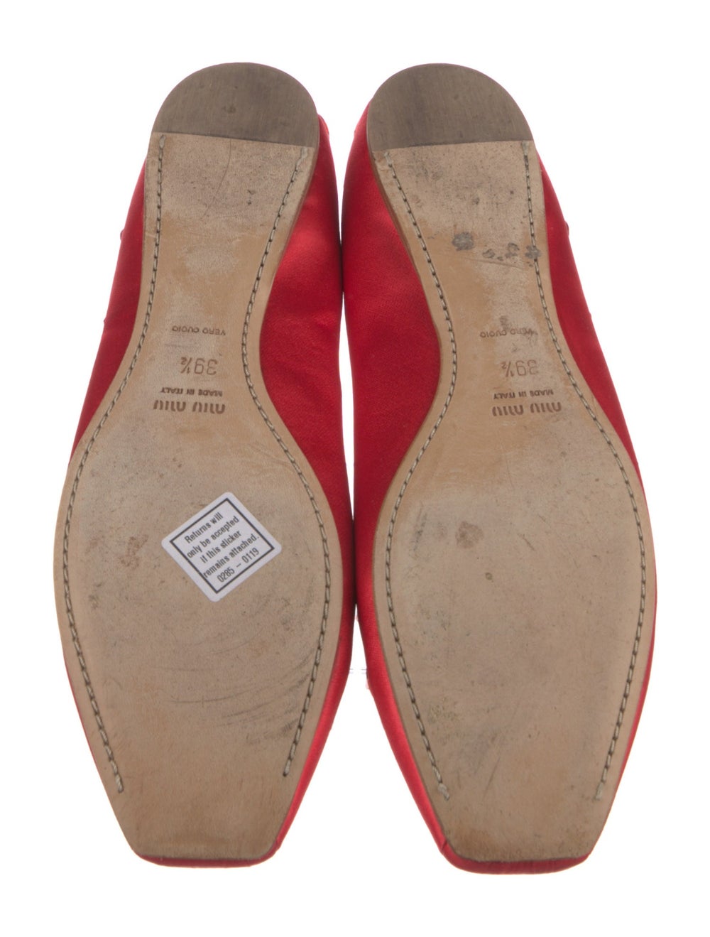 Miu Miu Satin Ballet Flats Red Square-Toes - image 5