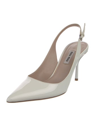 Miu Miu Patent Leather Crystal Embellishments Slingback Pumps