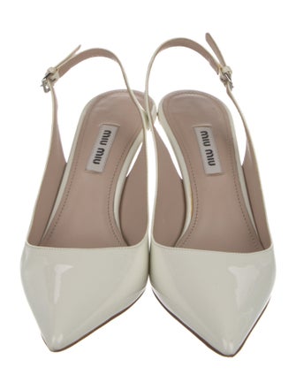 Miu Miu Patent Leather Crystal Embellishments Slingback Pumps