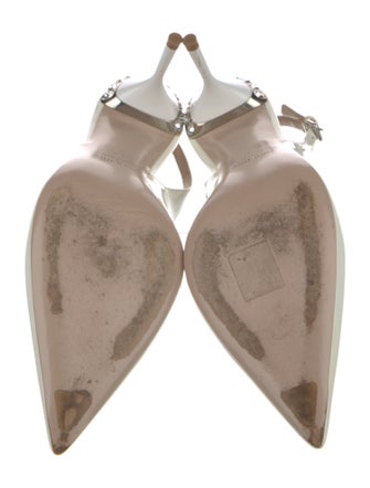 Miu Miu Patent Leather Crystal Embellishments Slingback Pumps