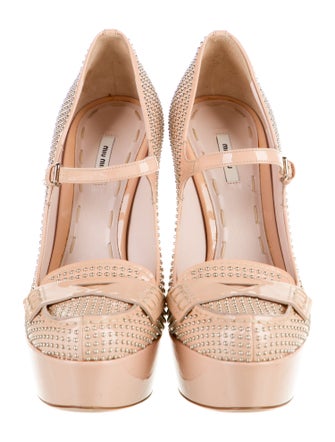 Miu Miu Patent Leather Studded Accents Pumps
