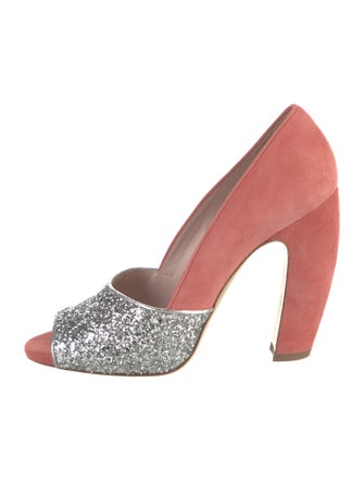 Miu Miu Suede Glitter Accents Pumps