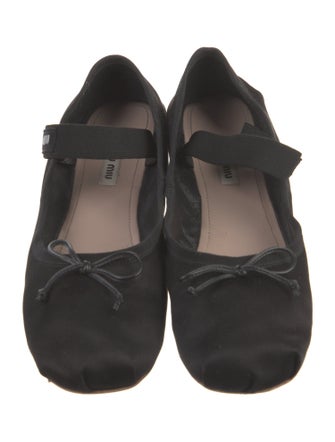 Miu Miu Satin Bow Accents Mary Jane Flats