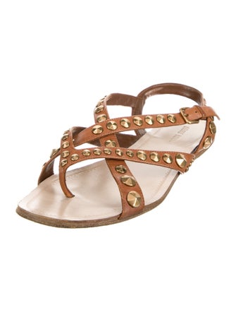 Miu Miu Leather Studded Accents Sandals