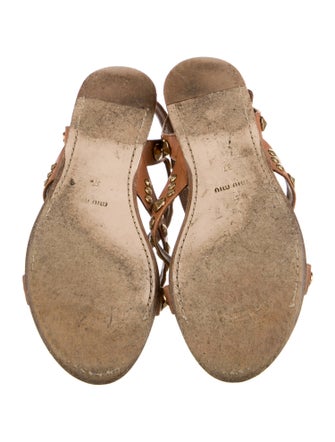 Miu Miu Leather Studded Accents Sandals