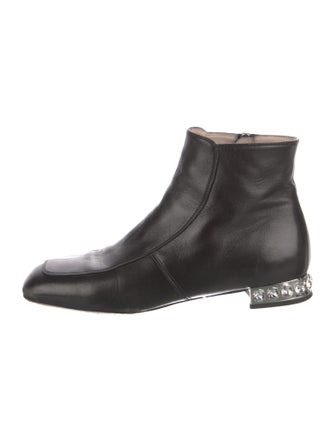 Miu Miu Leather Crystal Embellishments Chelsea Boots