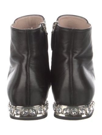 Miu Miu Leather Crystal Embellishments Chelsea Boots