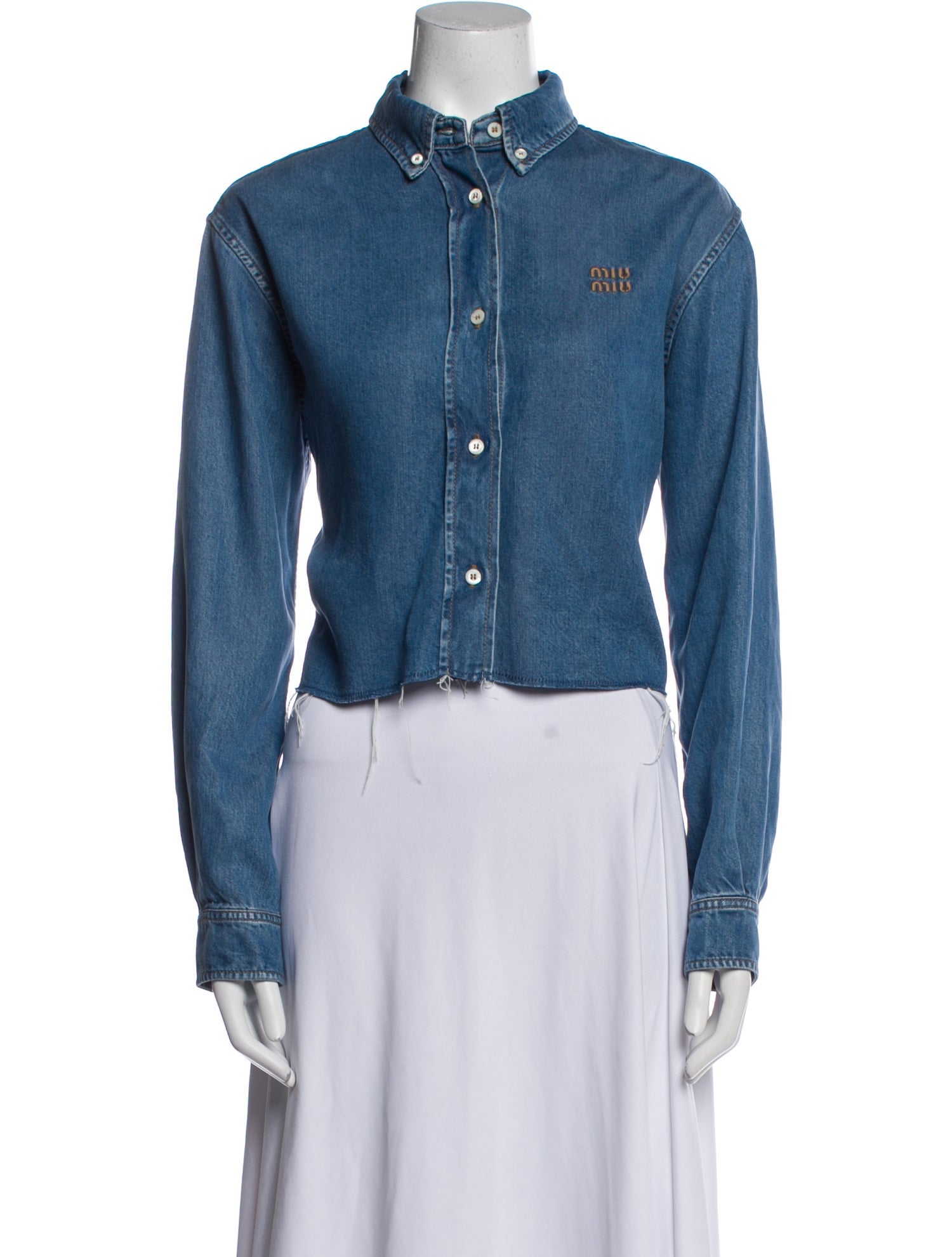 Miu Miu 2024 Mock Neck Button-Up Top