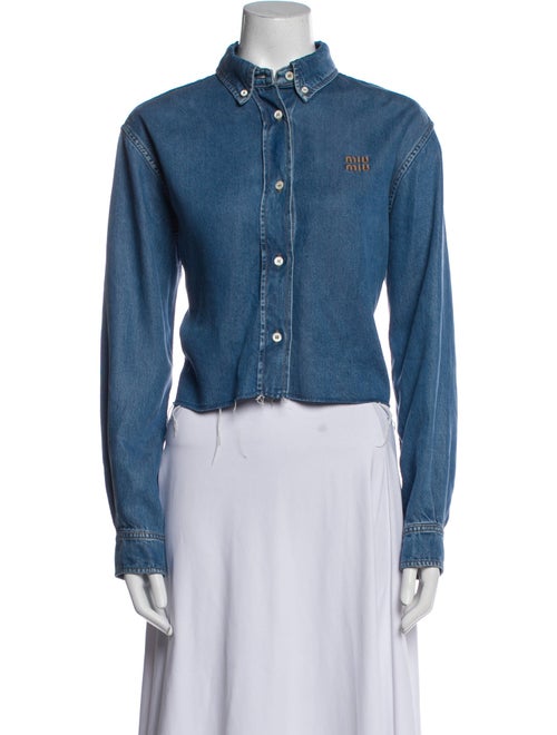 Miu Miu 2024 Mock Neck Button-Up Top