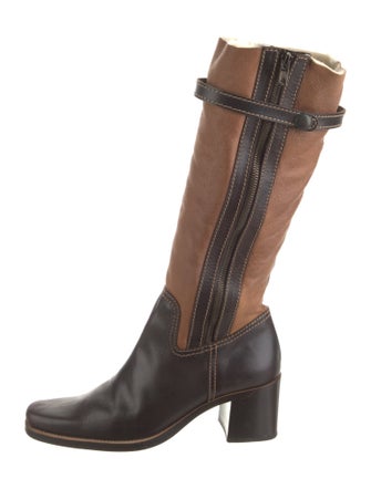 Miu Miu Shearling Colorblock Pattern Riding Boots