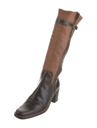 Miu Miu Shearling Colorblock Pattern Riding Boots