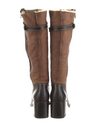 Miu Miu Shearling Colorblock Pattern Riding Boots