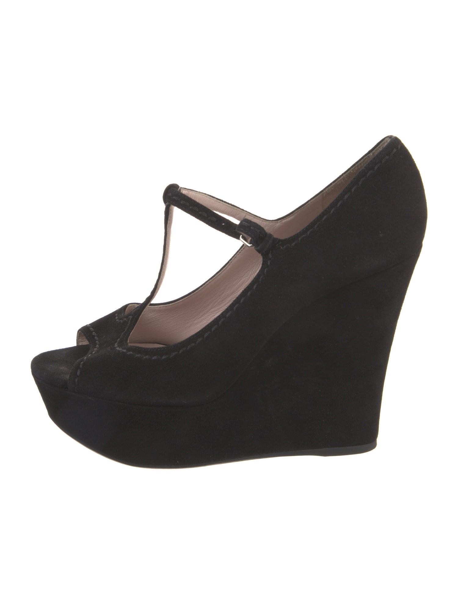 Miu Miu Suede T-Strap Pumps