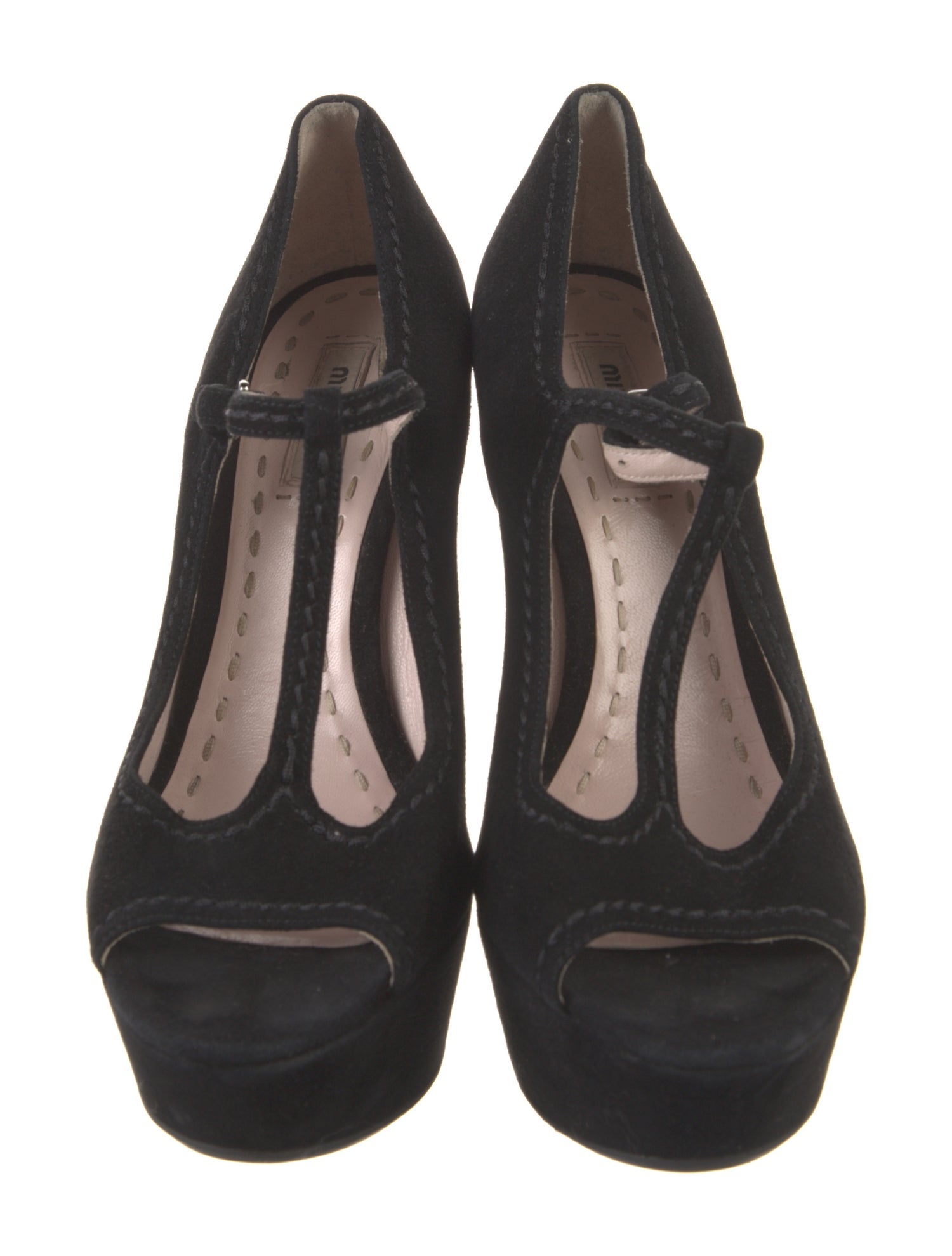 Miu Miu Suede T-Strap Pumps