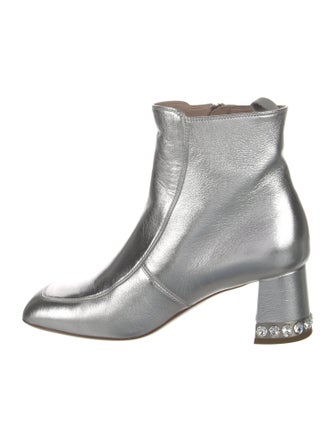 Miu Miu Leather Crystal Embellishments Boots