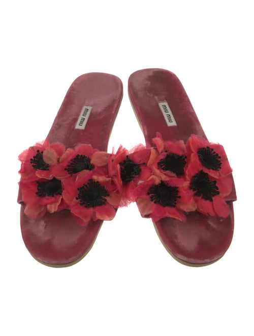 Miu Miu Velvet Embroidered Accent Slides