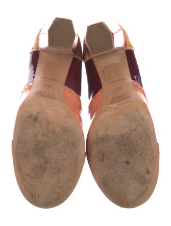 Miu Miu Patent Leather Colorblock Pattern Pumps