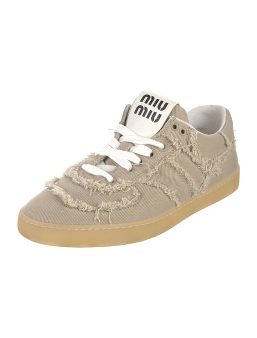 Miu Miu Canvas Raw-Edge Trim Sneakers