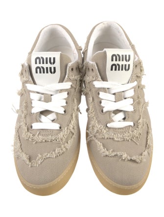 Miu Miu Canvas Raw-Edge Trim Sneakers