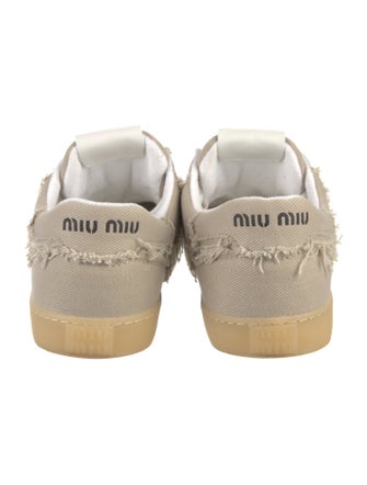 Miu Miu Canvas Raw-Edge Trim Sneakers